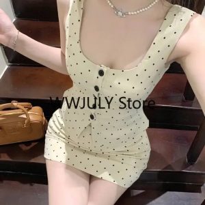 2024 Y2K Fashion Sweet Hot Girl Dot Suit: Bow Short-Sleeve Jacket & Mini Skirt Set