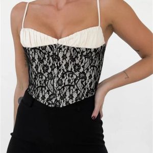 2024 Y2K Floral Lace Patchwork Backless Crop Top - Trendy Summer Mini Vest for Streetwear