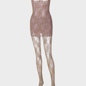 2024 Y2K Lace Mesh Tube Dress & Tights Two-Piece Set for Coquette Aesthetic Style