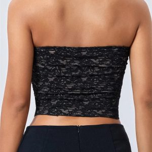 2024 Y2K Off Shoulder Lace Floral Criss-Cross Tie-Up Backless Mini Crop Top