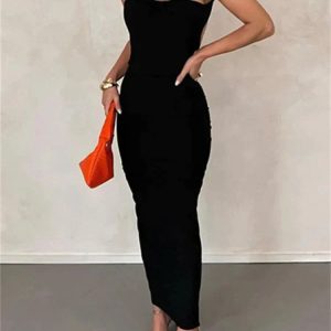 2024 Y2K Sexy Backless Ruched Off-Shoulder Bodycon Dress for Party & Club