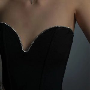 2024 Y2K Sexy Diamonds Patchwork Tube Top Corset - Off Shoulder Summer Party Crop Top