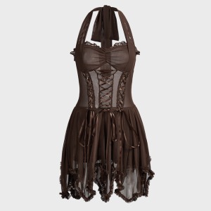 2024 Y2K Spaghetti Strap Sleeveless Mini Dress - Chic and Trendy for Aesthetic Outfits