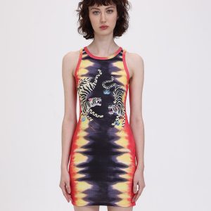 Abstract Dye Tigress Bodycon Dress - Y2K Aesthetic Fashion for Trendy Outfits