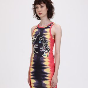 Abstract Dye Tigress Bodycon Dress - Y2K Aesthetic Fashion for Trendy Outfits