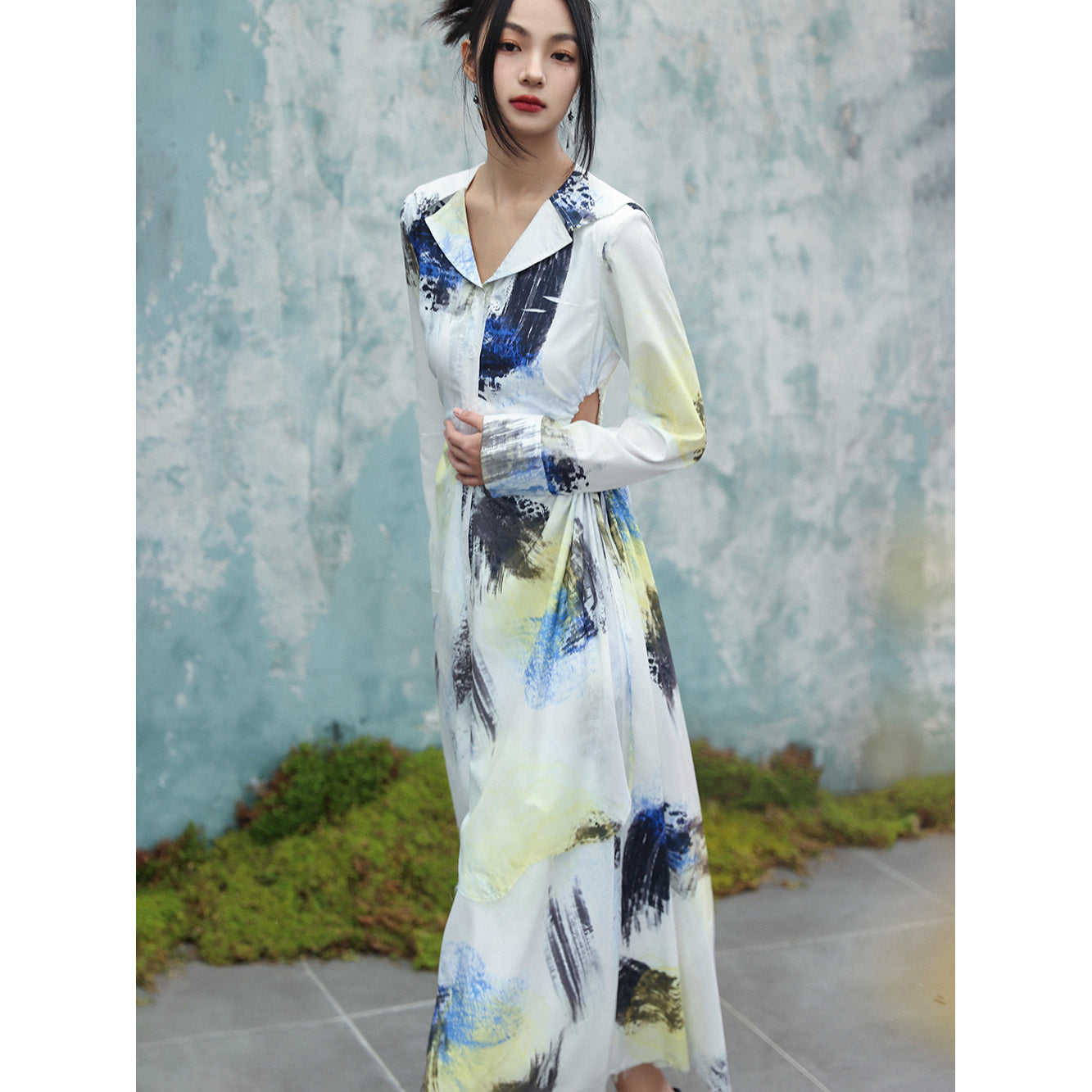 Abstract Painting Maxi Dress - Y2K Aesthetic Long Dress for Unique Style Lovers