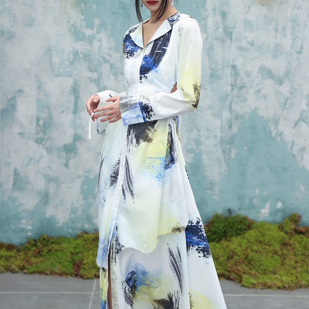 Abstract Painting Maxi Dress - Y2K Aesthetic Long Dress for Unique Style Lovers