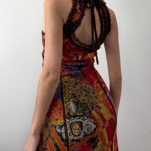 Abstract Print Design Y2K Maxi Dress - Trendy Aesthetic Dress for Stylish Outfits