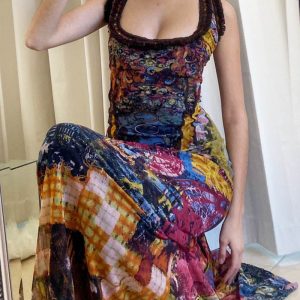 Abstract Print Design Y2K Maxi Dress - Trendy Aesthetic Dress for Stylish Outfits