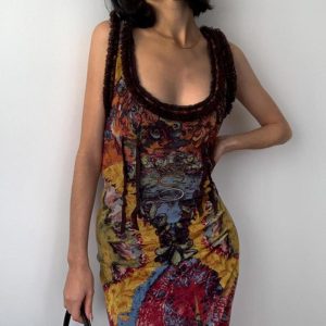 Abstract Print Design Y2K Maxi Dress - Trendy Aesthetic Dress for Stylish Outfits