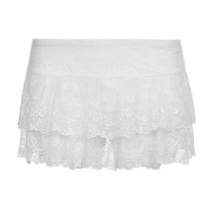 Aden Low Waist Lace Skirt - Y2K Aesthetic Grunge Style with Coquette Charm