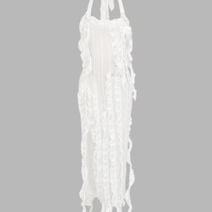 Annallee Ruffle Flow Maxi Dress - Y2K Aesthetic Boho Style for Effortless Chic Looks