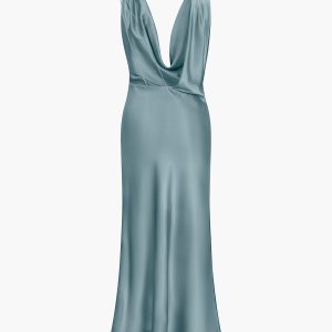 Aperol Spritz Cowl Neck Satin Maxi Dress - Y2K Aesthetic Evening Wear for Chic Outings