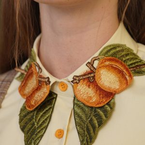 Apricot Fruit Embroidery Blouse - Y2K Aesthetic Cute Top for Coquette and Grunge Styles