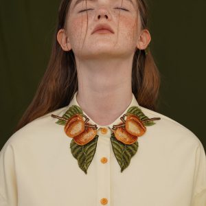 Apricot Fruit Embroidery Blouse - Y2K Aesthetic Cute Top for Coquette and Grunge Styles