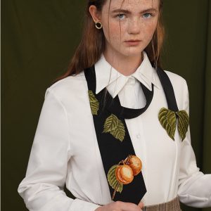 Apricot Fruit Embroidery Necktie - Y2K Aesthetic Accessory for Cute Outfits and Coquette Style