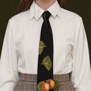 Apricot Fruit Embroidery Necktie - Y2K Aesthetic Accessory for Cute Outfits and Coquette Style