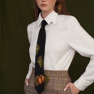 Apricot Fruit Embroidery Necktie - Y2K Aesthetic Accessory for Cute Outfits and Coquette Style