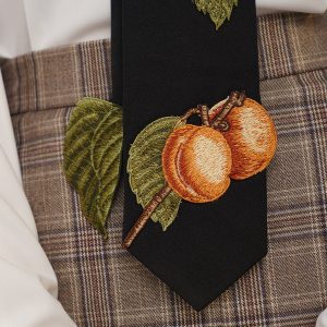 Apricot Fruit Embroidery Necktie - Y2K Aesthetic Accessory for Cute Outfits and Coquette Style