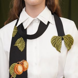 Apricot Fruit Embroidery Necktie - Y2K Aesthetic Accessory for Cute Outfits and Coquette Style