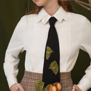 Apricot Fruit Embroidery Necktie - Y2K Aesthetic Accessory for Cute Outfits and Coquette Style