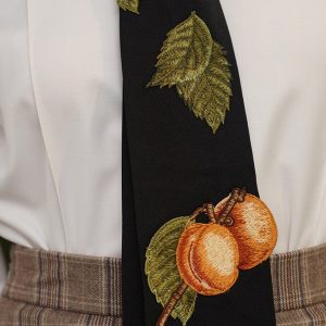 Apricot Fruit Embroidery Necktie - Y2K Aesthetic Accessory for Cute Outfits and Coquette Style