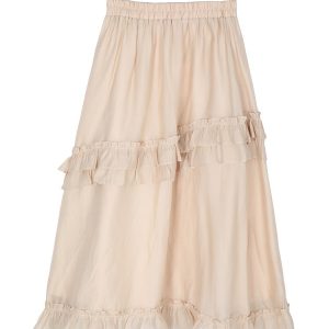 Apricot Y2K Double-Layered Ruffle Skirt for Coquette Aesthetic Outfits