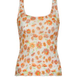 Arely Y2K Floral Print Mesh Top - Cute Coquette Aesthetic for Trendy Outfits