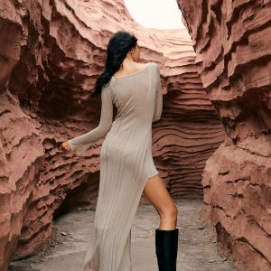 Asymmetric Split Sweater Dress - Y2K Fashion with Cozy Aesthetic Appeal