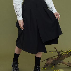 Asymmetrical Black Cargo Skirt for Y2K Fashion Lovers and Coquette Aesthetic Enthusiasts