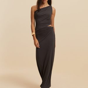 Asymmetrical Cutout Sleeveless Dress in Y2K Style for Trendy Coquette Aesthetic Looks