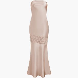 Asymmetrical Lace Strapless Tube Midi Dress for Y2K Aesthetic and Coquette Style