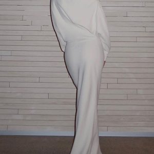 Asymmetrical Off Shoulder Solid Maxi Dress - Y2K Aesthetic Long Sleeve Fashion Statement