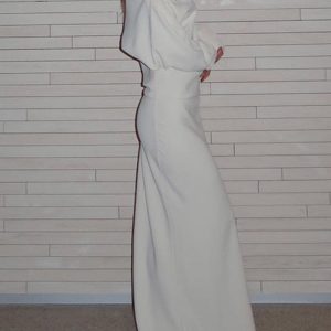 Asymmetrical Off Shoulder Solid Maxi Dress - Y2K Aesthetic Long Sleeve Fashion Statement