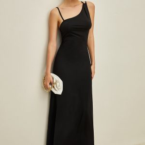 Asymmetrical Sleeveless Long Dress in Y2K Style for Chic Coquette Aesthetic Looks