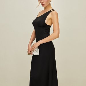 Asymmetrical Sleeveless Long Dress in Y2K Style for Chic Coquette Aesthetic Looks