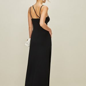 Asymmetrical Sleeveless Long Dress in Y2K Style for Chic Coquette Aesthetic Looks