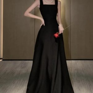 Backless A-Line Evening Dress for Women - Sleeveless Solid Long Party Dress for Spring/Summer