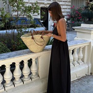 Backless Drawstring Cami Maxi Dress - Y2K Aesthetic Summer Vibes for Effortless Style