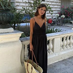 Backless Drawstring Cami Maxi Dress - Y2K Aesthetic Summer Vibes for Effortless Style