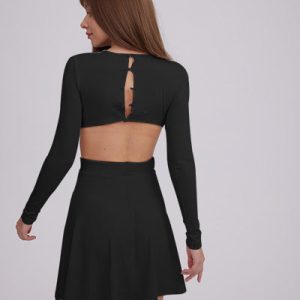 Backless Pullover Dress with Waist Detail - Y2K Aesthetic Fashion Essential