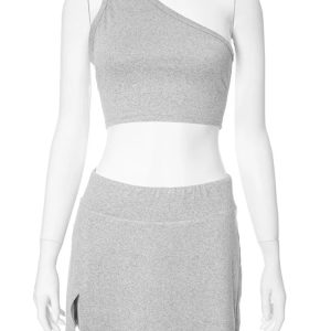 Backless Sexy Y2K Dress Set: Summer Crop Top & High Waist Mini Skirt for Beach Parties