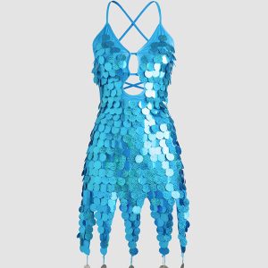 Beaming Spangles Y2K Dress: Sparkly Coquette Aesthetic for Trendy Outfits