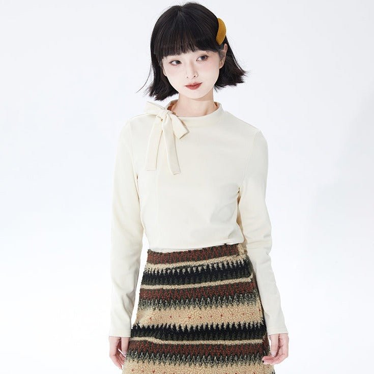 Beige Y2K Aesthetic Small Turtleneck Sweater for Cozy Fall Outfits and Layering