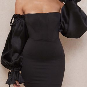 Bell Sleeve Off-the-Shoulder Mini Dress in Y2K Style for Coquette Aesthetic Looks