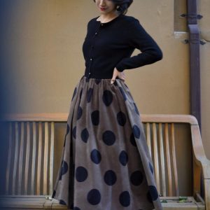 Birch Brown Polka Dot Velvet Cargo Skirt - Y2K Aesthetic Coquette Style Fashion