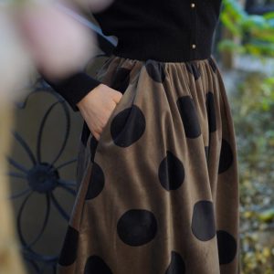 Birch Brown Polka Dot Velvet Cargo Skirt - Y2K Aesthetic Coquette Style Fashion