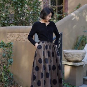 Birch Brown Polka Dot Velvet Cargo Skirt - Y2K Aesthetic Coquette Style Fashion