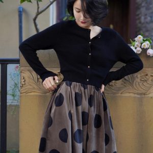 Birch Brown Polka Dot Velvet Cargo Skirt - Y2K Aesthetic Coquette Style Fashion