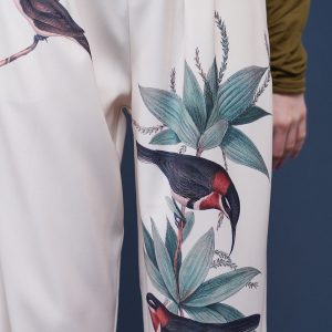 Bird-and-Flower Print Cargo Pants with Playful Birds in a Cozy Tree Aesthetic